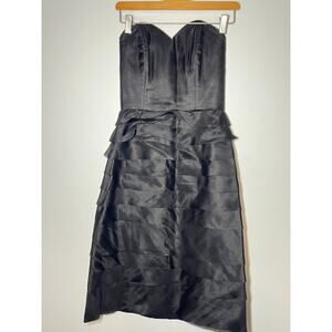 VTG Tomasz Starzewski Haute Couture Black Strapless 100% Silk Dress London 8 US
